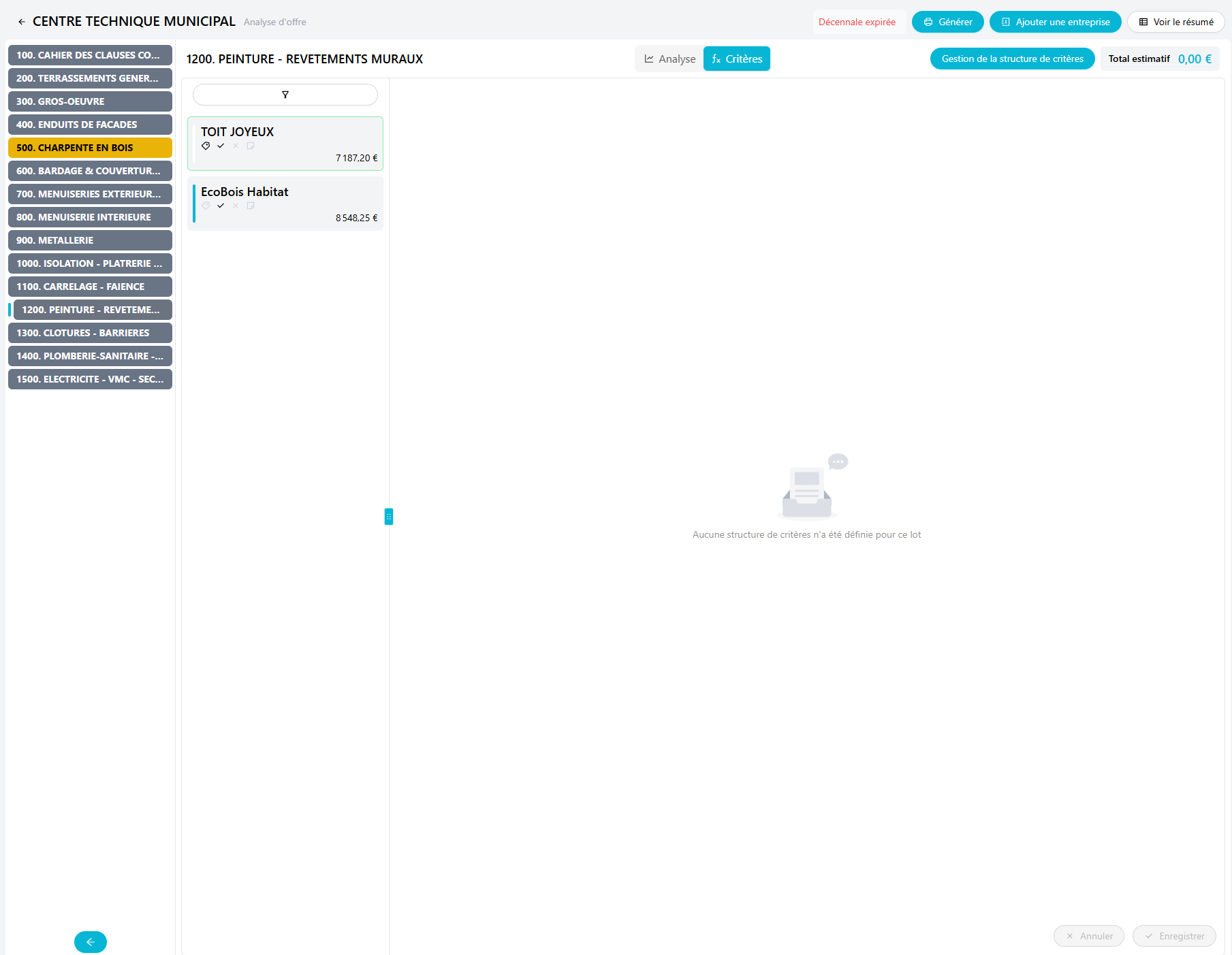 Interface d'Analyse des Offres